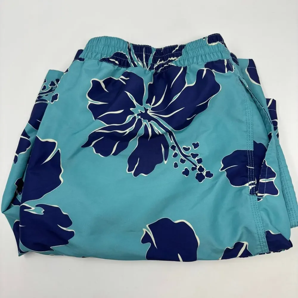 Polo Ralph Lauren Mens XL Blue Drawstring Floral Pattern Board Shorts